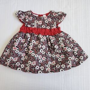 First Impressions Floral Dress with Red Ruffle 0-3 Months
